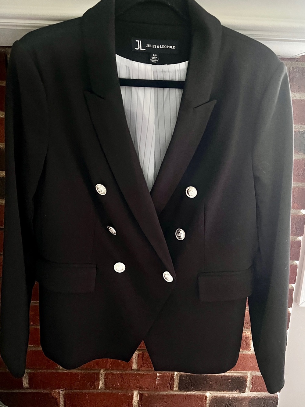 Jules & Leopold Black Double-Breasted Blazer with Silver Buttons